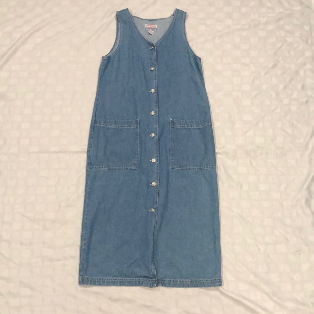 No Excuses Vintage Genuine Denim Dress with Pockets